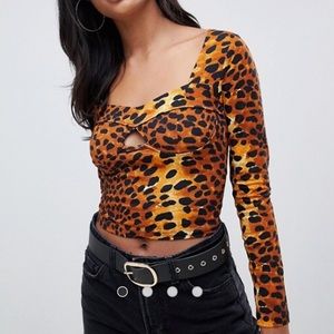 NWOT ASOS animal print long sleeve crop top